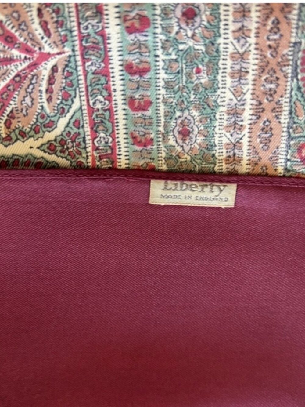 Beautiful Liberty of London Burgandy Silk Scarf Made in England - Picture 6 of 9